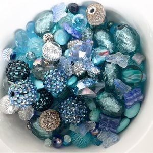 6.5 oz shades of Blue Assorted Beads